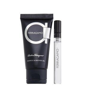 Salvatore Ferragamo Uomo EDT Set-Mini Spray 5ml & Shower Gel 50ml-2pc-BOXED-NEW